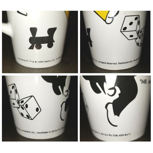 Two Tall Monopoly Cups Mugs ©1999 Hasbro - Picture 7 of 9
